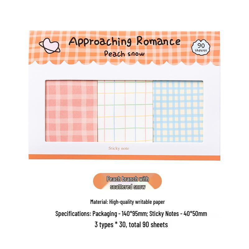 Romantic Plaid Sticky Notes: Korean Style Tearable Square Markers in 8 Designs
