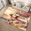 Religious Scene with Figures Reading - Non-slip rug suitable for living room and bedroom sofas."