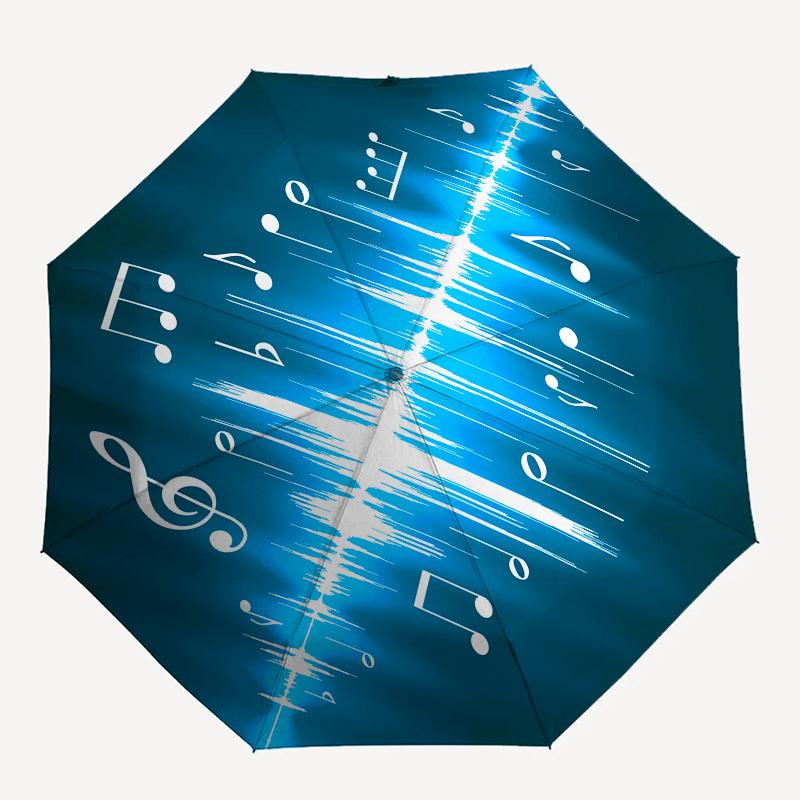 Music Notes Tree Theme 8 Bone Hand Automatic Folding Umbrella, Compact and Portable Design, A Perfect Gift for Birthday, Christmas or Busine