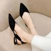 2025 Neue Sommer Damen Niedrige Absätze Sandalen Mode Wildleder Spitzschuh Flache Damenschuhe für Damen Lässige Slipper Zapatos De Mujer