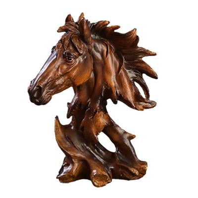 Statue Tête de Cheval Yousheng Sculpture Buste Animal Rustique Résine Ornement Rétro pour Bureau Salon Bibliothèque Cheminée Dessus de Table