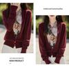 Women's Autumn Patchwork Knit Wool Cardigan - V-Neck Sweater Coat