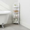 4-Tier Corner Storage Rack – Triangular PVC Shelf Unit for Bathroom, Living Room & Balcony – White