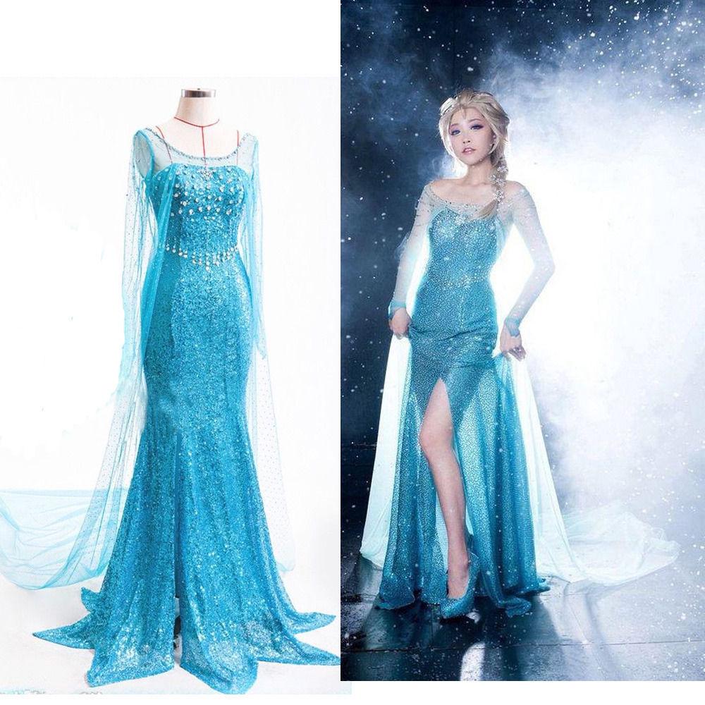 Halloween Elsa-Inspired Evening Gown for Adults