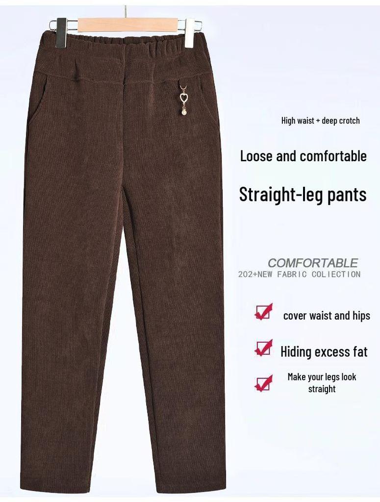 Omas Übergrößen Kordhosen mit Fleecefutter für Frühling, Herbst und Winter