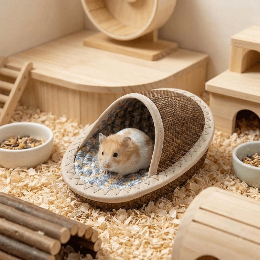 Slipper Shape Hamster Cool Nest Breathable Wear Resistant Hamster Slipper Nest Weave Scratch Resistant Small Pet Bed Pet Resting