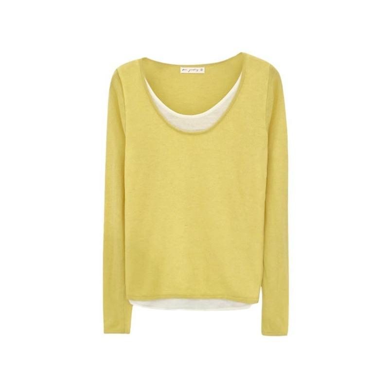 Spring Autumn Fake Two Pieces Loose Casual Fashion Sweater Women Long Sleeve Patchwork Knitting Bottomed Top