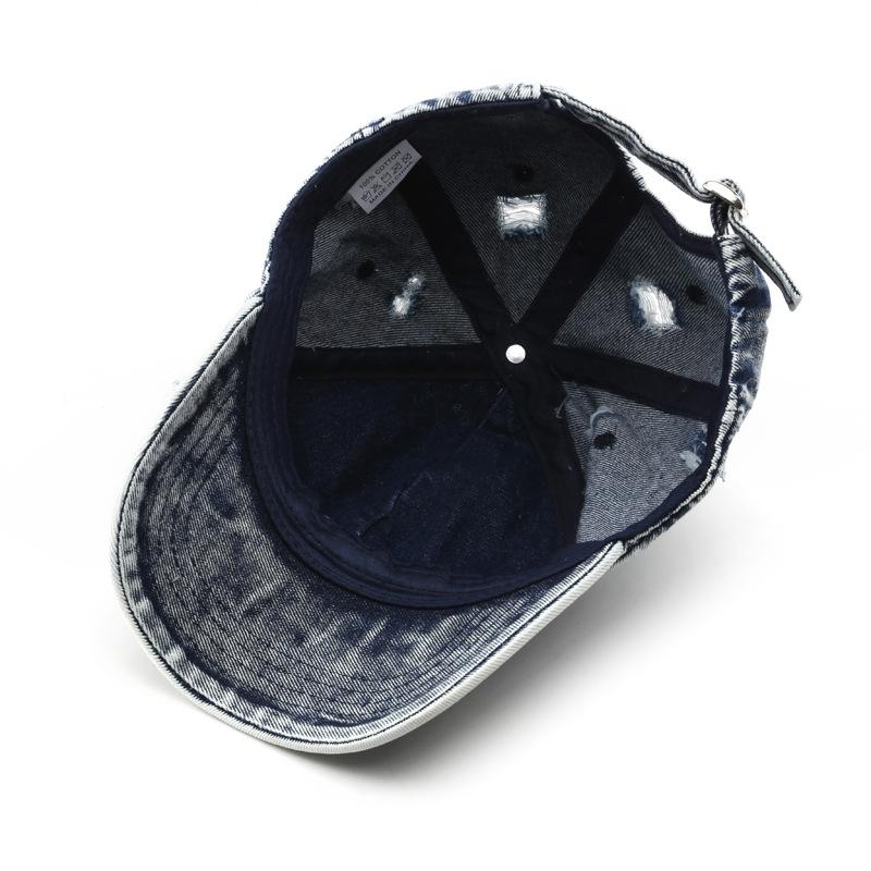 Vintage Opraná Roztrhaná Džínová Baseballová Čepice Klobouk pro Muže Ženy Retro Streetwear Cestovní Klobouk