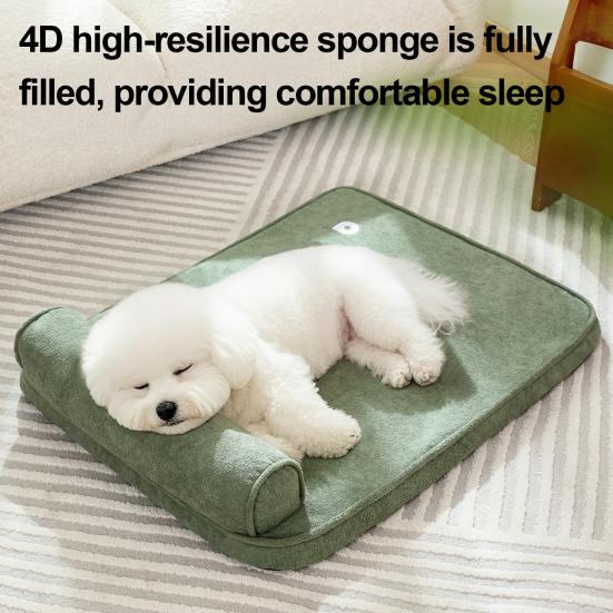 Large Dog Bed Anti-Slip Orthopedic Pet Pad with Removable Washable Cover Puppy Sleeping Cushion with Neck Support for Indoor Floor Small Medium Large