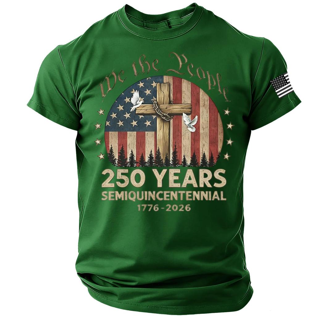 Men’s Short Sleeve Crewneck T Shirt We the People 250 Years Semiquincentennial 1776 2026 Graphic Print Comfortable Fit