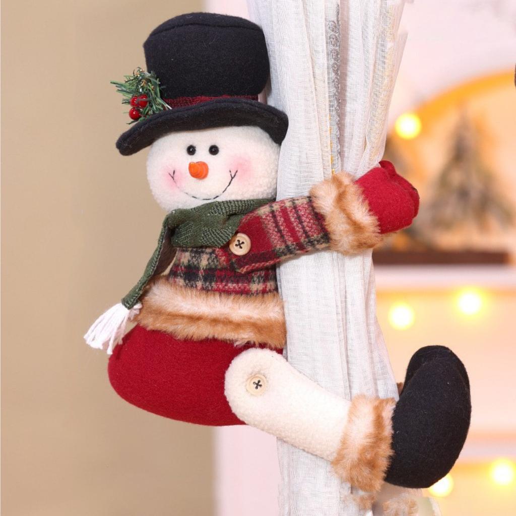 Christmas Curtain Buckle Decoration, Christmas Creative Curtain, Elderly Person, Snowman, Cartoon Doll Buckle