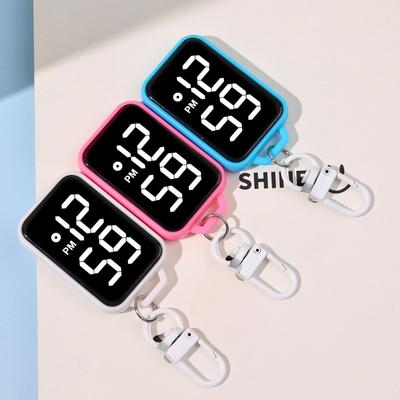 1/4pcs LED Keychain Pocket Watch Digital Display Electronic Watch for Youngster Student Backpacks Keys Pendant Timepiece Present