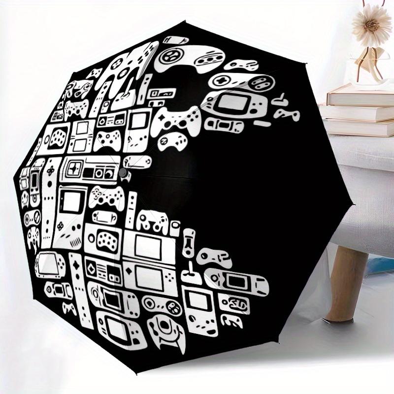 1pc Gaming Console Automatic Folding Umbrella, 8-Rib Sturdy Canopy, Portable Travel Umbrella for Outdoor Use