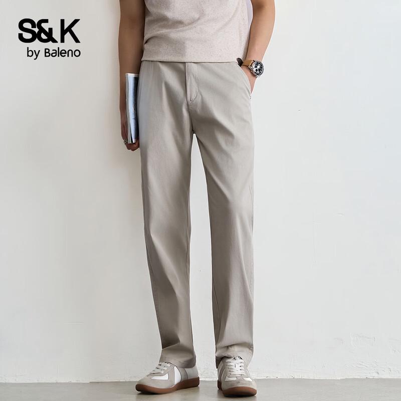 Baleno Men's S&K Tencel Blend Casual Straight Pants