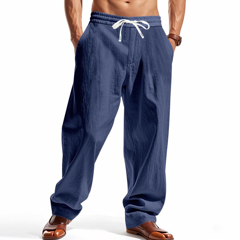 American Style Mens Lightweight Loose Straight Casual Wide Leg Trousers S