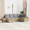 vidaXL 6-Piece Garden Sofa Set with Beige Cushions Poly Rattan 3360964