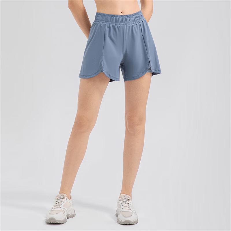 Women s Dual-Layer Loose Fit Breathable Yoga Shorts XL