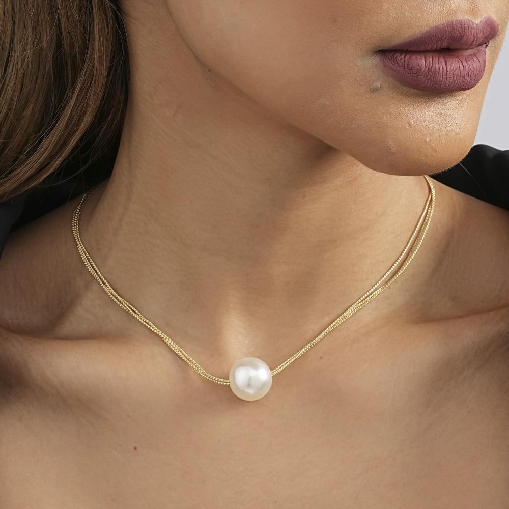 European and American Fashion Trends, Personalized Imitation Pearl Pendant Multi-layer Necklace, Simple and Versatile 