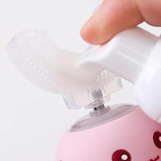 Kids U-Shaped Ultrasonic Electric Toothbrush with 2 Silicone Brush Heads IPX7 Waterproof Automatic Cartoon Dinosaur Toddlers Boys Girls Rechargeable