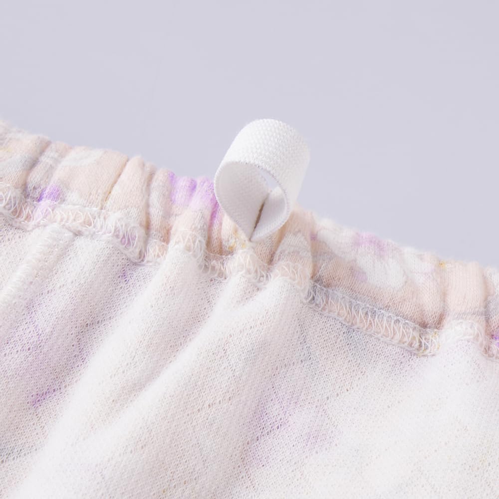 Gunze HOT MAGIC Thermal Long Sleeve Pants Elastic Sleeve and Leg Soft Purple Women's Double-Waist Pajamas, (with Holes), Quilted, (TG4174)