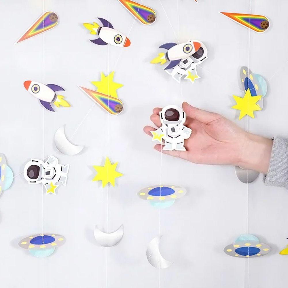 Astronaut Rocket Astronaut Garlands Banner 3m Outer Space Theme Party Decorations  Home Decor