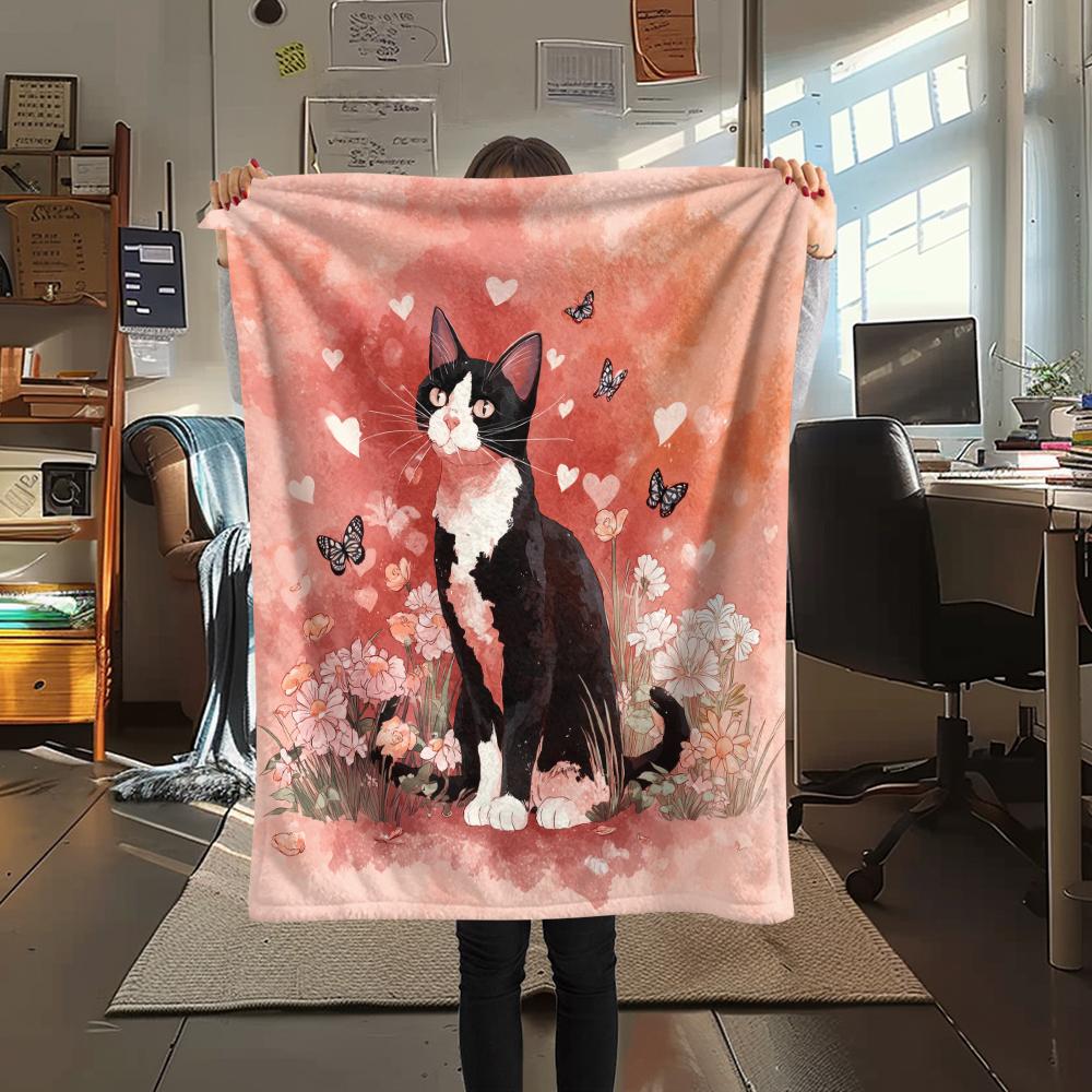 Beautiful Calico Cat,pattern Flannel Blanket, High Quality Comfortable for All Seasons, Home Decor, Warmth and Comfort, Perfect for Gifts.