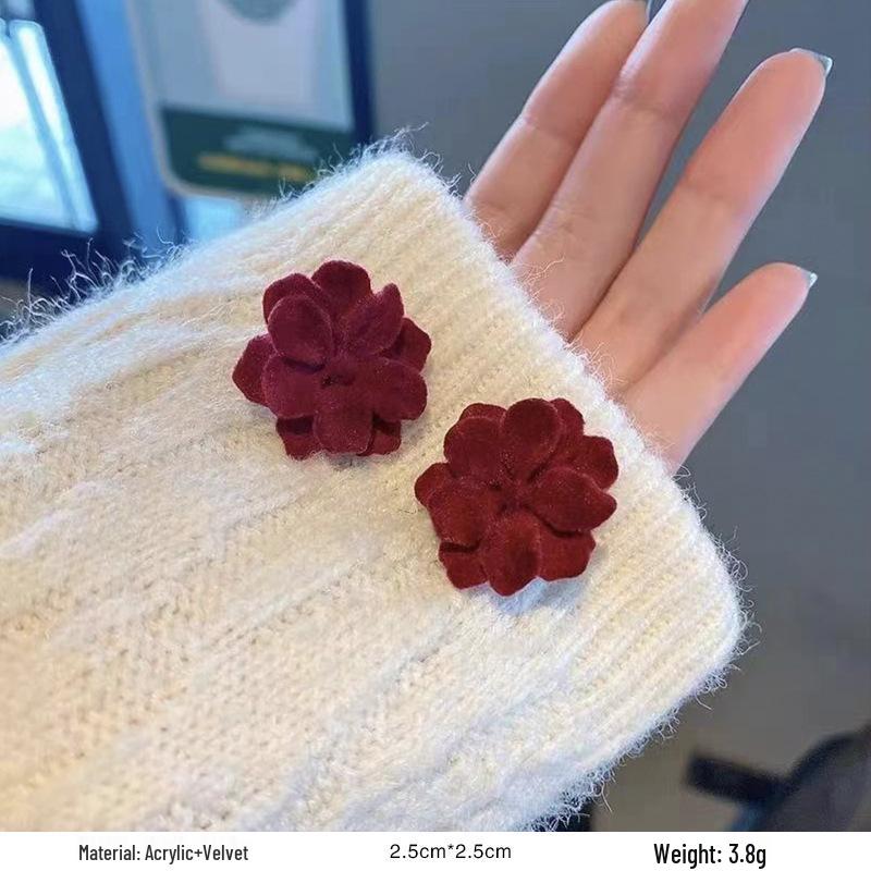 

Серьги-пусеты в ретро-стиле с красной глазурью «капля» для женщин - Уникальный нишевый дизайн начала осени