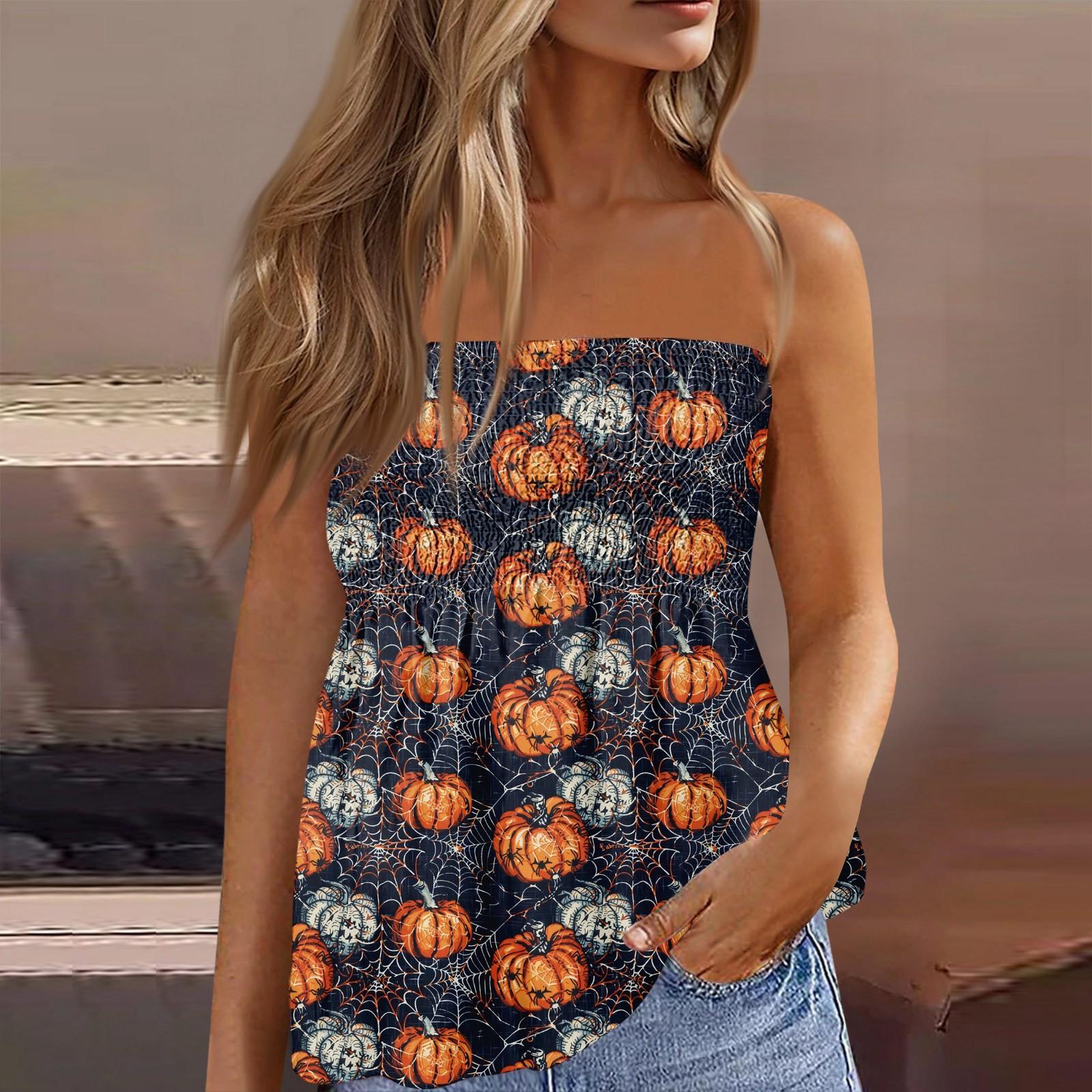 

Топы-трубы для женщин, милая сексуальная футболка без рукавов с открытыми плечами и принтом XL коричневый