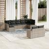 Vidaxl 9-Cz. Tuinmeubelset, Kussens, Lichtgrijs Polyrattan