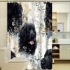 1pc Black Newfoundland Dogs with Floral Lace Shower Curtain - Elegant Muted Beige, Grey & White Floral Design, 179.83x179.83 c