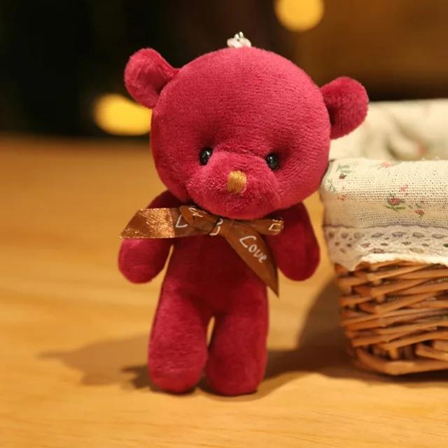 10PC Stuffed Plush Teddy Bear Doll Cute Animal Bear Plush Toy Little Bear Keychain Gir Key Chain Bag Pendent Children Small Gift
