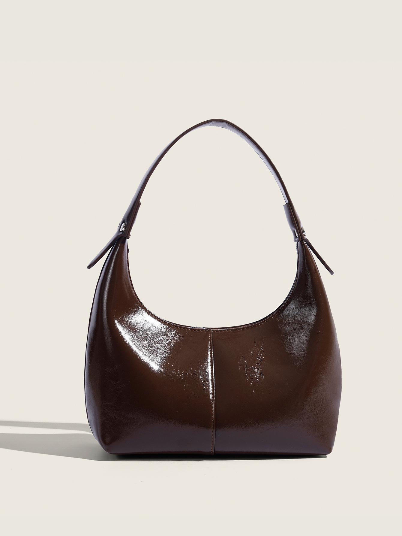 

Женская сумка Tooxika Retro Versatile Underarm Bag, блестящая сумка-багет через плечо кофейный