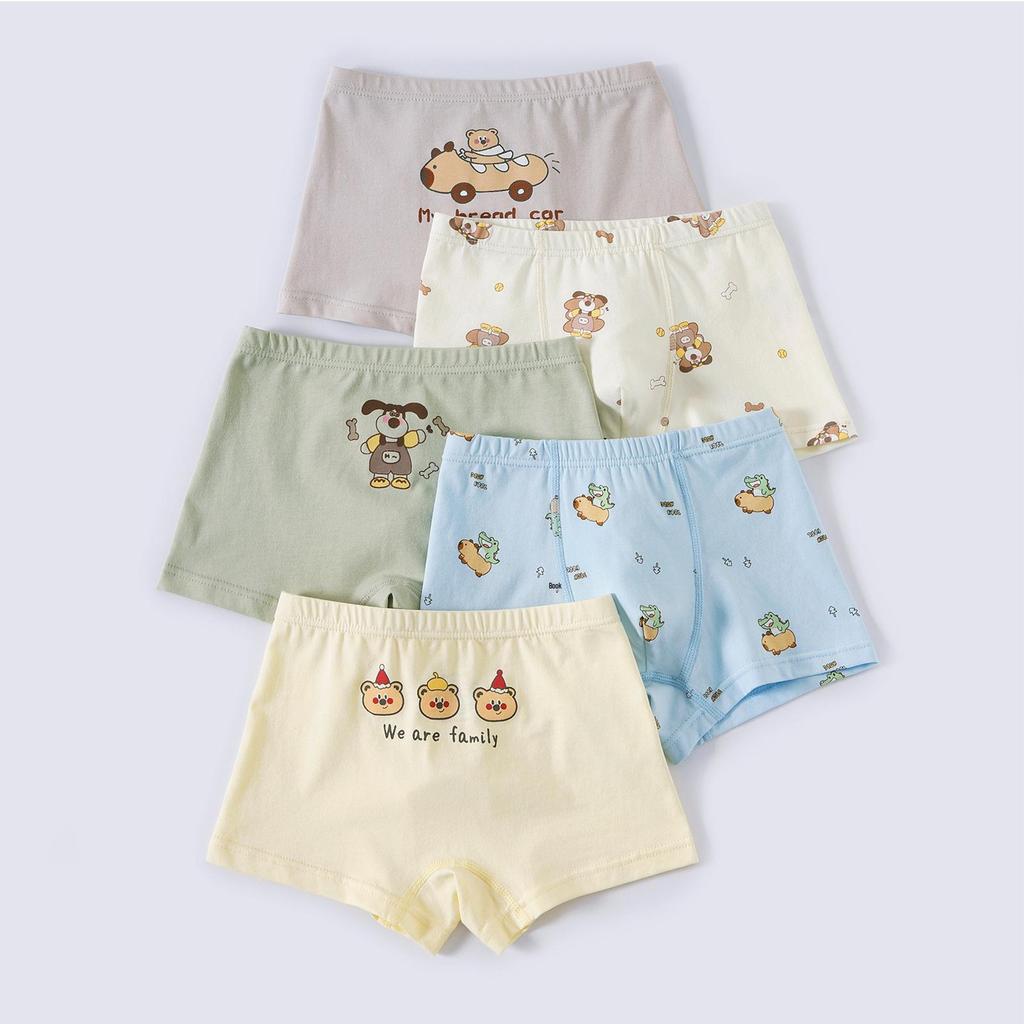 Boys' Pure Cotton Boxer Briefs for Toddlers and Kids - No Wedgies, Comfortable Four-Corner Design