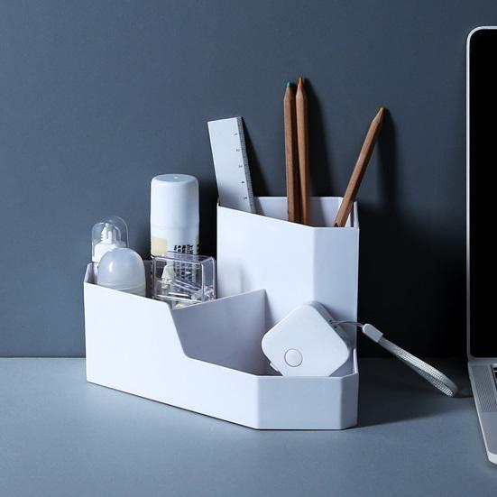 

Ящик для хранения, однотонный, с несколькими сетками, пластиковый настольный угловой держатель для макияжа, бытовое хранение