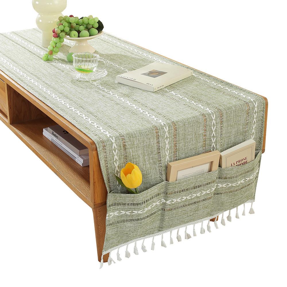 Nordic Home Modern Cotton Linen Rectangular Tablecloth With Non Slip Back For Living Room Decor