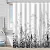 Green Plant Waterproof and Mildew-proof Polyester Bathroom Shower Curtain Shower Curtain Partition Curtain Free of Punching