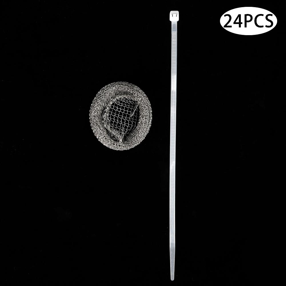 24Pcs Filter with 24Pcs Cable Ties Stainless Steel Washing Machine Lint Traps Cleaning Tools
