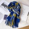Green Pure Wool Plaid Thickened Warm Scarf Men's and Women's New Winter Couple Scarf Advanced Sense