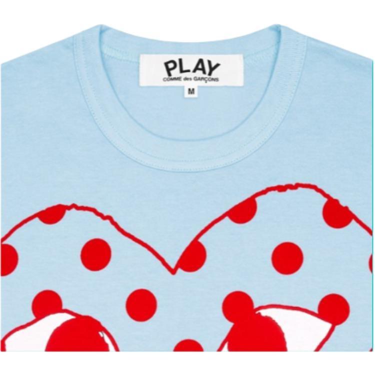 Comme des Garçons PLAY COMME Des GARCONS PLAY Kawakubo Rei Red Love Printing Short Sleeve Blue Men's AZ-T276-051-1