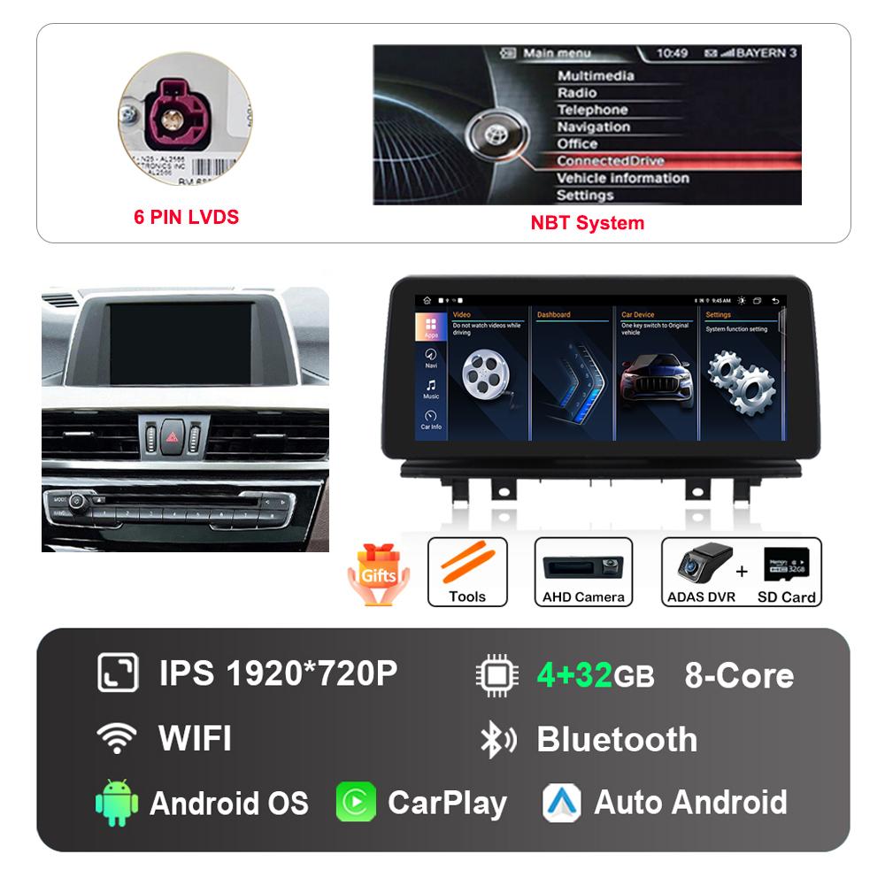12.3 Inch 1920*720P HD Touch Screen for BMW X1 F48 2016 - 2019 NBT EVO System Android Car Radio Multimedia Player DSP 4G WiFi