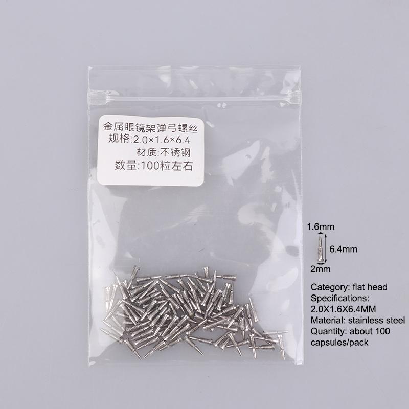 

[ZYAS]100Pcs Glasses Spring Hinge Screws Optical Eyewear Accessories Pointed End Self Aligning Screw Repair Supplies