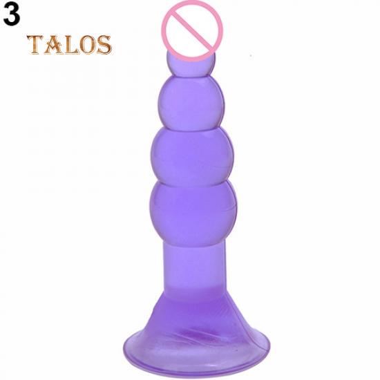 Unisex Pleasure Flexible Beads Anal Sex Toy Butt Plug Insert with Suction Cup Stimulator Massager