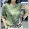 Damenbekleidung Sommer Mode Strassdruck Elegante T-Shirts Lässig O-Ausschnitt Kurzarm Lockerer Pullover Tops Camisetas