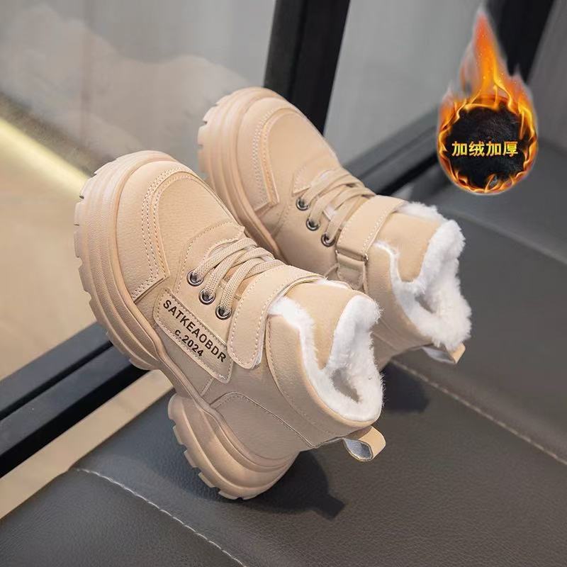 

Девочки зимние сапоги мех интегрированные сапоги 2025 зима новые детские термоботинки детские утолщенные мартин хлопковые сапоги 37