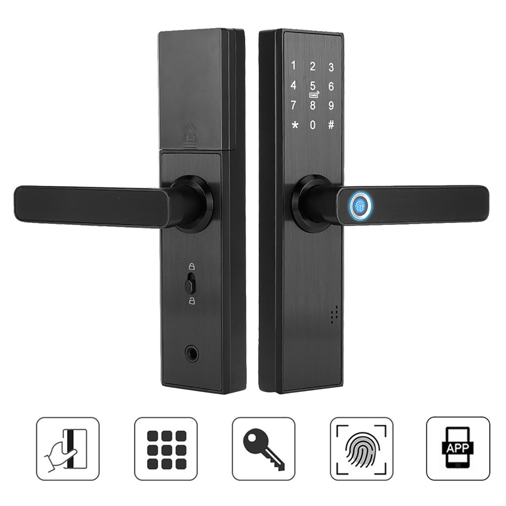 WiFi Touch Screen Fingerprint Password IC Card Smart Door Lock with Mechanical Key for Tuya