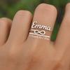 Custom Infinity Name Ring/Personalized Minimalist Nameplate Open Ring/Adjustable Stainless Steel Ring/a Gift for Her/Women's Fashion