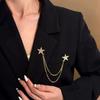 Korean Fashion Star Tassel Brooch - Rhinestone Inlaid Collar Pin Accessory