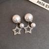 18k electroplated zircon pearl two-wear stud earrings light luxury earrings Korean exquisite earrings
