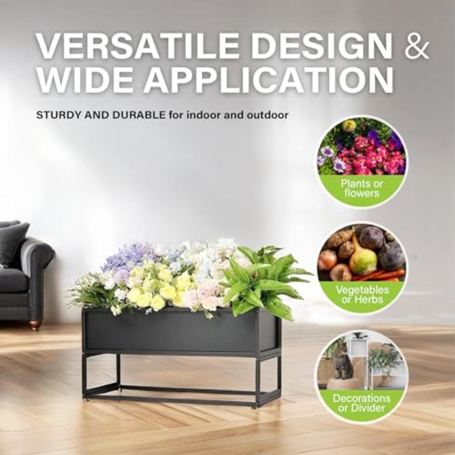 Cocoyard Elevated Planter Box - Durable Raised Garden Bed with Drainage Holes for Tall Plants Herbs and Flowers - Indoor or Out