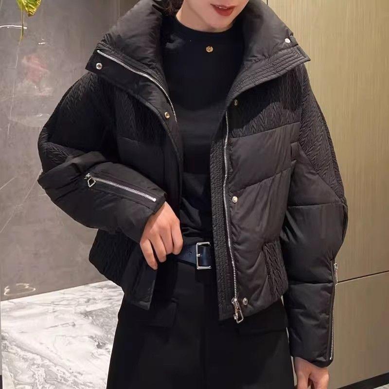 Kurzer Damen Baumwollmantel Winter Neu Stehkragen Verdickt Modisch Schlankmachend Baumwollmantel für kleine Leute